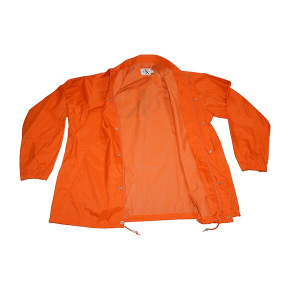 Vintage 90s Calvin Klein Jeans CK Logo Coach Jacket Orange Windbreaker Size L - Picture 11 of 14